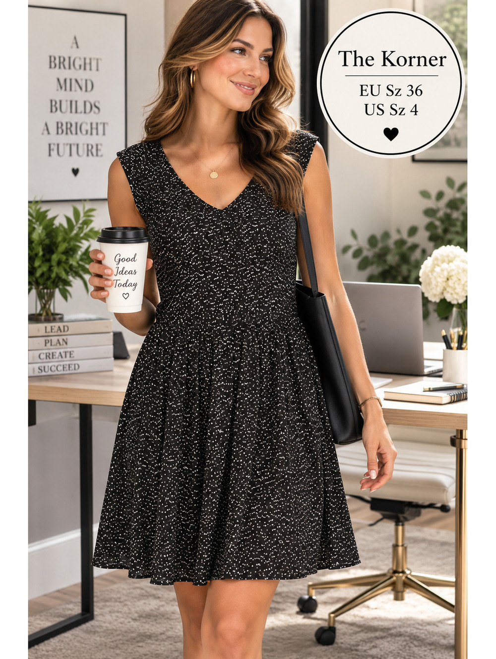 The Korner | EU 36/US 4 | Black Speckled Dress